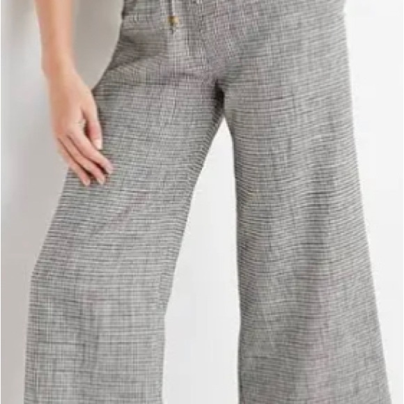 Madewell black and white checkered drawstring wide leg pants size M - Picture 2 of 7